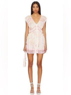 Free People Spring Fling Dress size small lace babydoll dress pastel